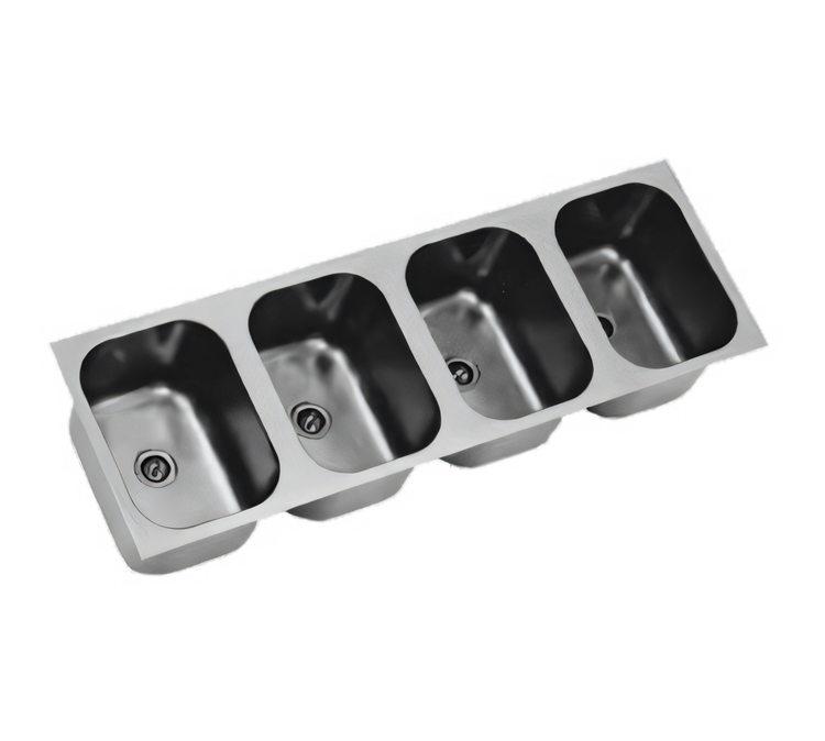 Product image #1 for Eagle Group Four-Compartment Weld-In Sink with 12" x 14" x 9-1/2" Bowls, 304 Stainless Steel