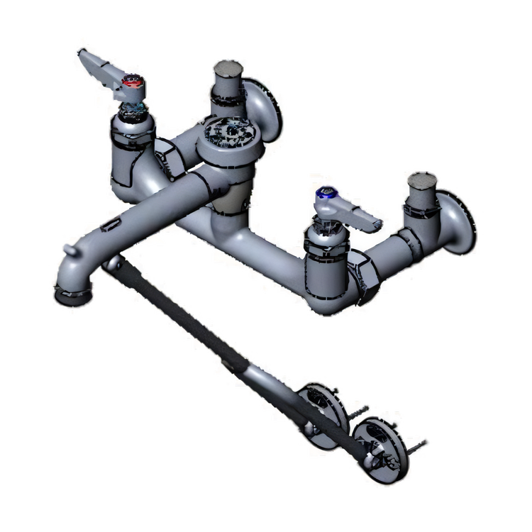 Product image #1 for T&S Brass Adjustable 8-Inch Wall-Mount Service Sink Faucet with Vacuum Breaker and Integral Stops