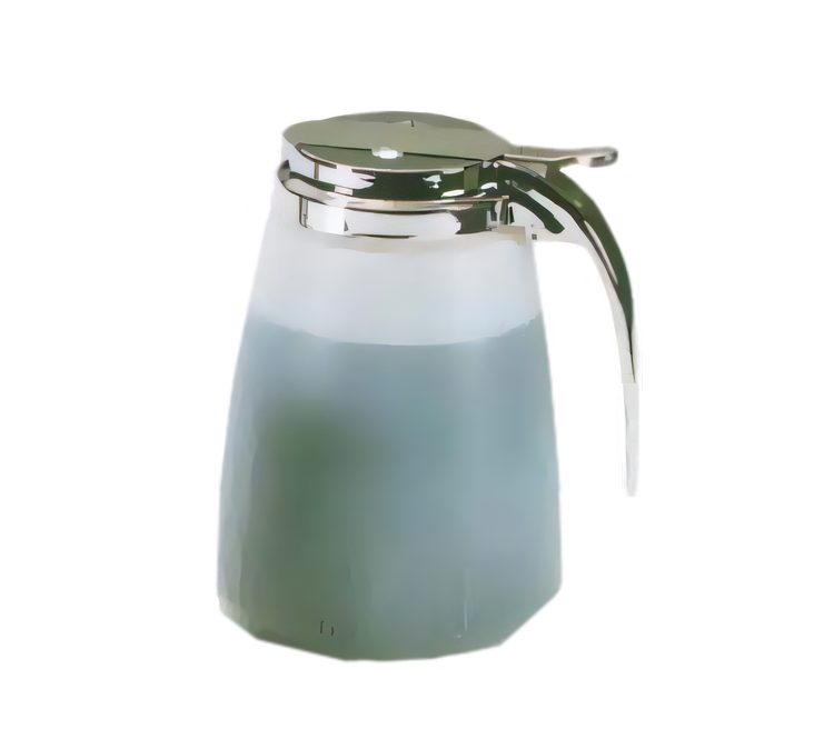 Product image #1 for Dripcut® 48 oz Tabletop Syrup Dispenser with White Polyethylene Jar and Chrome Plated Top