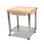 Thumbnail image #1 for John Boos Cucina Technica CUCT34 30" x 24" Mobile Butcher Block Cart with 2-1/4" Edge-Grain Maple Top and Stainless Steel Base