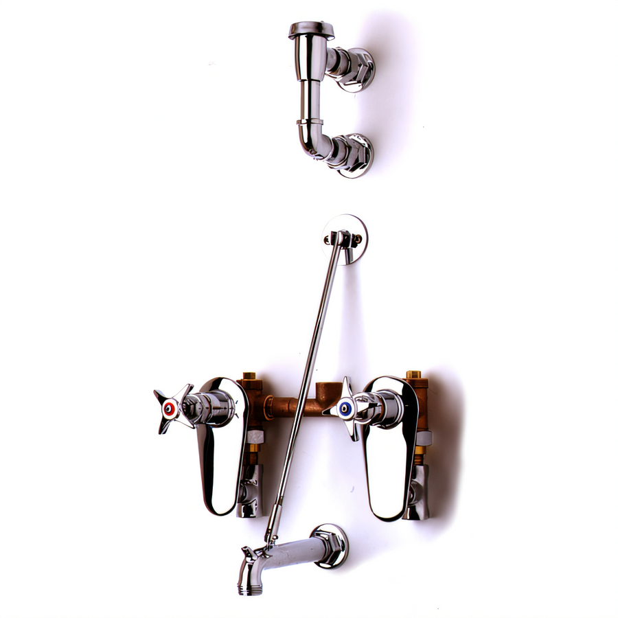 Product image #1 for T&S Brass 8-Inch Wall-Mount Service Sink Faucet with Concealed Mixing Valve, Vacuum Breaker, and Pail Hook Spout