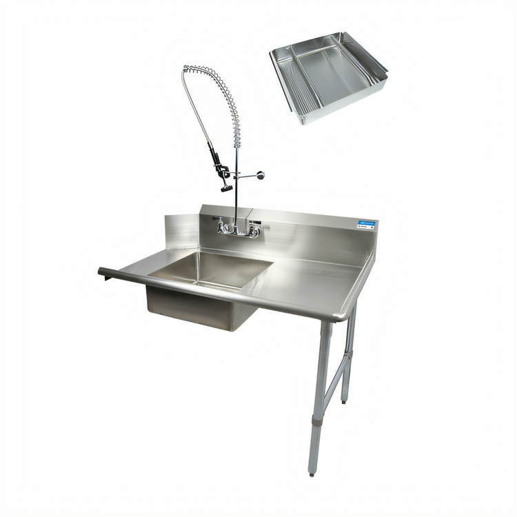 Product image #1 for BK Resources 72 Inch Straight Right-to-Left Soiled Dish Table with Pre-Rinse Sink and Faucet
