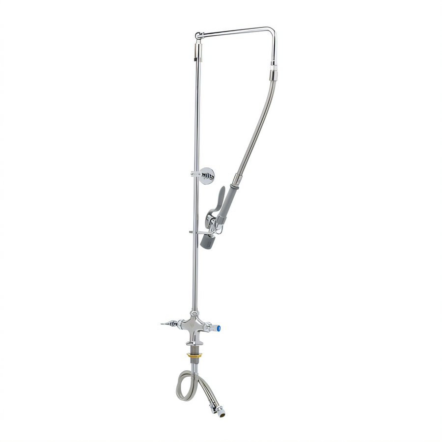 Product image #1 for T&S Brass EasyInstall Single Hole Deck-Mount Pre-Rinse Unit with 12-Inch Overhead Swivel Arm and 0.65 GPM Spray Valve