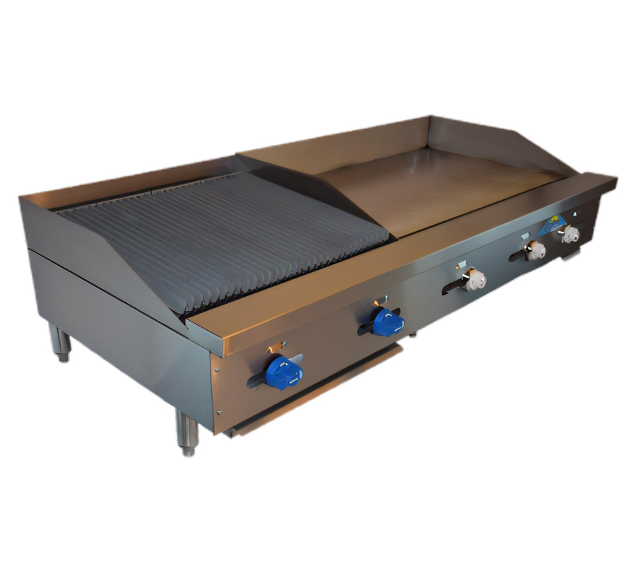 Product image #1 for Comstock-Castle 60-Inch Countertop Gas Char-Broiler/Griddle Combination with 36-Inch Griddle and 24-Inch Broiler