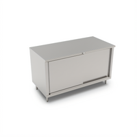 John Boos Enclosed Work Table with Sliding Doors, 48 x 30 Inches, 16/300 Stainless Steel Flat Top