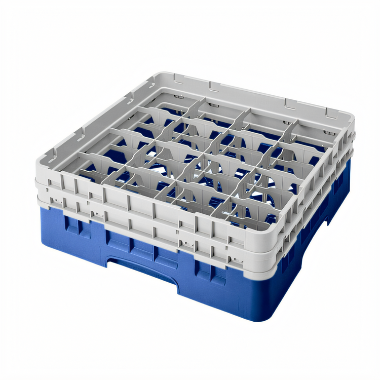Product image #2 for Cambro Camrack® Full-Size 16-Compartment Glass Rack with 2 Extenders, Blue