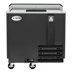 Thumbnail image #1 for Koolmore KM-BOC36-BK Commercial Bottle Cooler, 36-Inch, 9.2 Cu. Ft., Black, Sliding Door, Built-In Opener