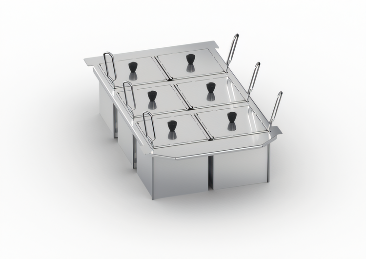 Product image #1 for RATIONAL Portion Basket Kit with 6 Solid 1/6 GN Baskets, Lids, and Frame for Size 2-S