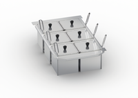 RATIONAL Portion Basket Kit with 6 Solid 1/6 GN Baskets, Lids, and Frame for Size 2-S