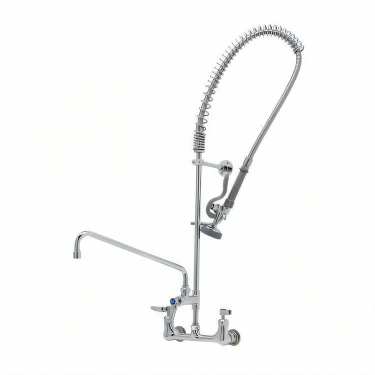 Product image #1 for EasyInstall 8" Wall-Mount Pre-Rinse Unit with Add-On Faucet, 14" Swivel Nozzle and 44" Hose