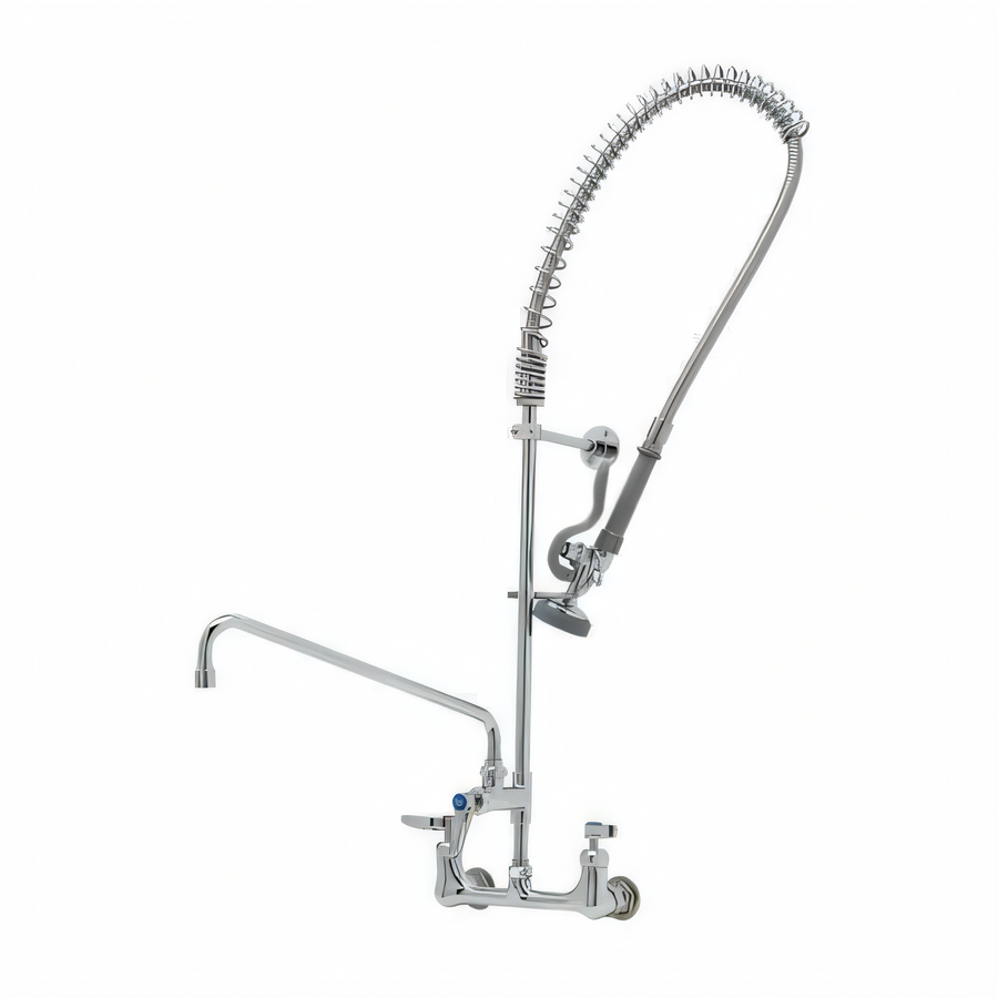 Product image #1 for EasyInstall 8" Wall-Mount Pre-Rinse Unit with Add-On Faucet, 14" Swivel Nozzle and 44" Hose