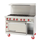 Thumbnail image #1 for American Range ARGF-12G-6B-126L-SBR 48-Inch Gas Range with 12-Inch Manual Griddle, 6 Open Burners, Standard Oven