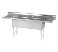 Advance Tabco 3-Compartment Fabricated Sink with Left and Right Drainboards, 24 x 24 x 14-Inch Bowls