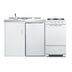 Thumbnail image #1 for Summit 60-Inch All-In-One White Kitchenette with 20-Inch 4-Burner Sealed Gas Range and Oven, Refrigerator-Freezer, Sink, and Storage Cabinet