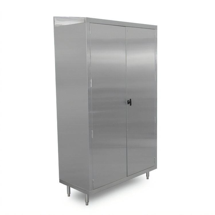 Product image #1 for John Boos 36-Inch Wide Stationary Upright Underbar Storage Cabinet with Sloped Top, Locking Hinged Doors, and 4 Adjustable Shelves