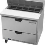 Thumbnail image #1 for Beverage Air SPED36HC-10-2 36-Inch 1-Section Sandwich Prep Table Refrigerator with 10-Pan Top and 2 Drawers