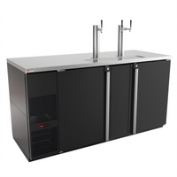 Pro-Line E-Series Two-Section 3-Keg Direct Draw Draft Beer Cooler with Glass Rinser, Black, 69.5-Inch Wide