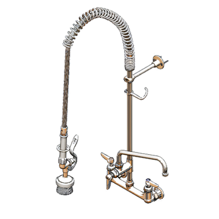 Product image #1 for T&S Brass EasyInstall Wall-Mount Pre-Rinse Unit with Add-On Faucet, 8-Inch Centers, 14-Inch Swing Nozzle