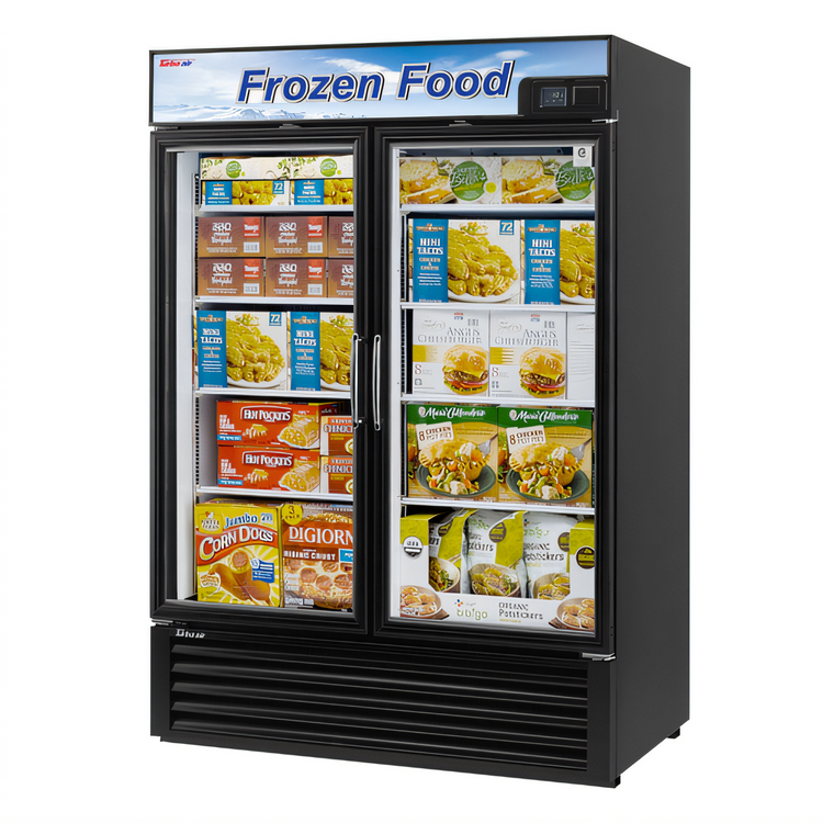 Product image #1 for Turbo Air 2-Section Glass Door Freezer Merchandiser, 39.88 Cu. Ft., Bottom-Mount Self-Contained, 115V