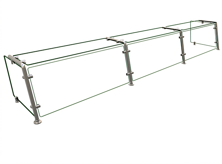 Product image #1 for Hatco Flav-R-Shield EP21 Full-Service Pass-Over Sneeze Guard, 3-Bay, 108-Inch x 18-Inch