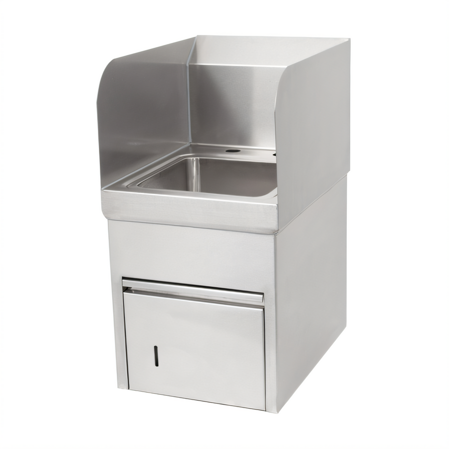 Product image #1 for John Boos Pro-Bowl Wall-Mount Stainless Steel Hand Sink with Towel Dispenser and Left/Right Side Splashes, 9" x 9" x 5" Bowl