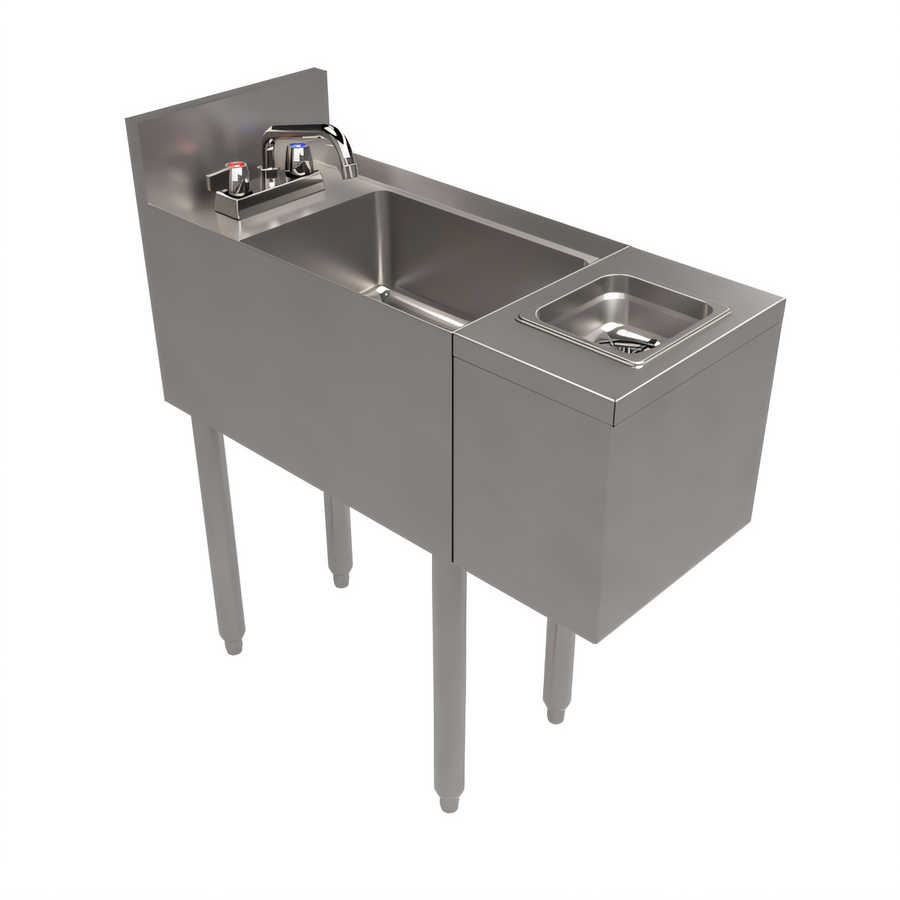 Product image #1 for BK Resources Underbar 12-Inch Glass Rinser Hand Sink with Push-Down Rinser and Deck-Mount Faucet