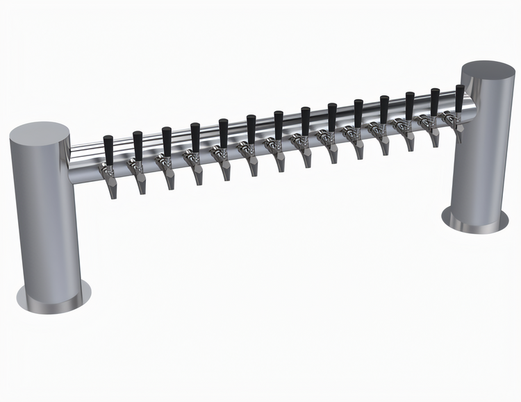 Product image #1 for Krowne Max-H Style Two-Column 14-Faucet Glycol-Cooled Countertop Beer Tower, Brushed Stainless Steel