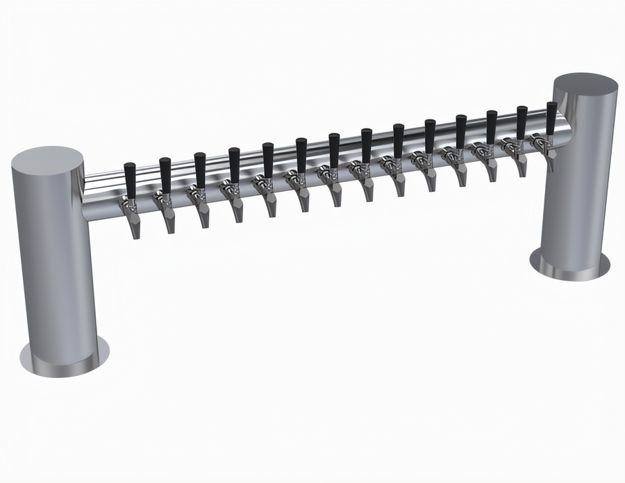 Product image #1 for Krowne Max-H Style Two-Column 14-Faucet Glycol-Cooled Countertop Beer Tower, Brushed Stainless Steel