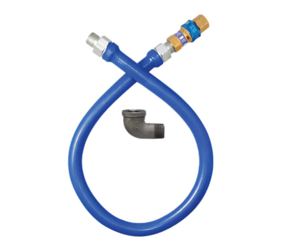 Product image #1 for Dormont Blue Hose Moveable Gas Connector Hose Assembly, 3/4 Inch ID x 24 Inch, Stainless Steel Braid, Blue Antimicrobial PVC