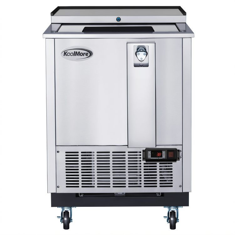 Product image #1 for Koolmore 25-Inch Freestanding Stainless Steel Commercial Bottle Cooler, 5 Cu. Ft., Built-In Opener