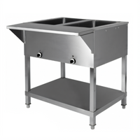 Klinger's Trading SW4H208 4-Pan Sealed Well Electric Steam Table, Stationary Floor Model with Open Shelf Base