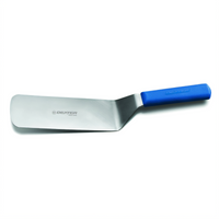 8 Inch x 3 Inch Solid Stainless Steel Offset Cake Turner with Textured Blue Polypropylene Handle