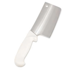 Thumbnail image #1 for Crestware KN60 6-Inch High Carbon Steel Cleaver with White Polypropylene Handle