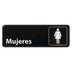 Thumbnail image #1 for Women Restroom Information Sign in Spanish with Symbol, Adhesive-Back Plastic, 9 x 3 Inch