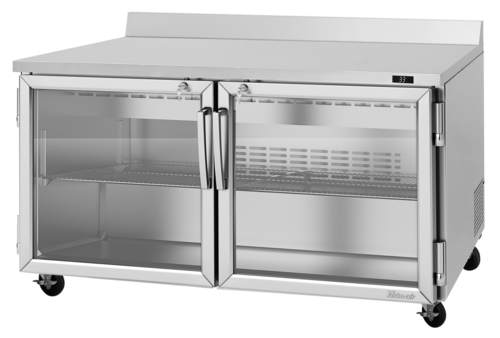Product image #1 for Turbo Air PRO 60-1/4" Two-Section Glass Door Worktop Refrigerator, 17.2 Cu. Ft.
