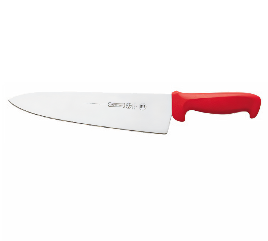 Product image #1 for Mundial 5610-10 VE RF 10" Cook's Knife — High-Carbon Stamped Blade with Red Antimicrobial Polypropylene Handle