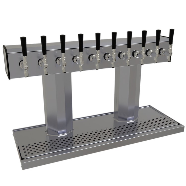 Product image #1 for Glastender Countertop Air-Cooled Tee Draft Dispensing Tower with 10 Stainless Steel Faucets
