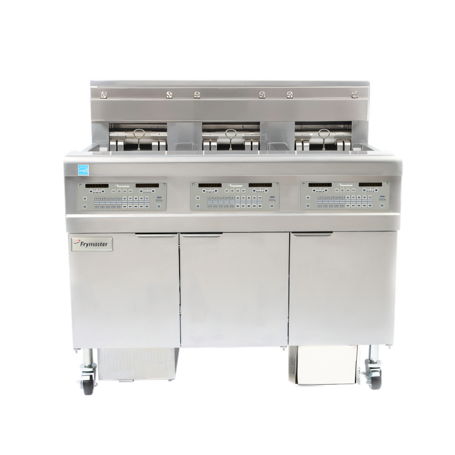 Product image #1 for Frymaster OCF30 Three-Unit Electric Oil-Conserving Open-Pot Fryer Battery with Built-In Filtration, 30 lb. Each