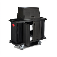 Rubbermaid Commercial Xtra Full-Size Housekeeping Cart with Doors and Vinyl Bag, Black