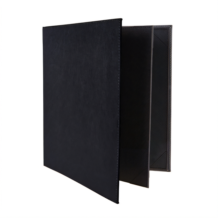 Product image #1 for Winco Four-View Letter-Size Black Leather-Like Menu Cover for 8-1/2 x 11 Inch Inserts