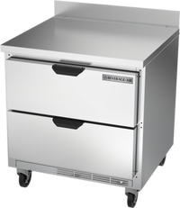 Beverage-Air 32-Inch 2-Drawer Worktop Refrigerator with Stainless Steel Top and 4-Inch Backsplash, 7.2 Cu. Ft.