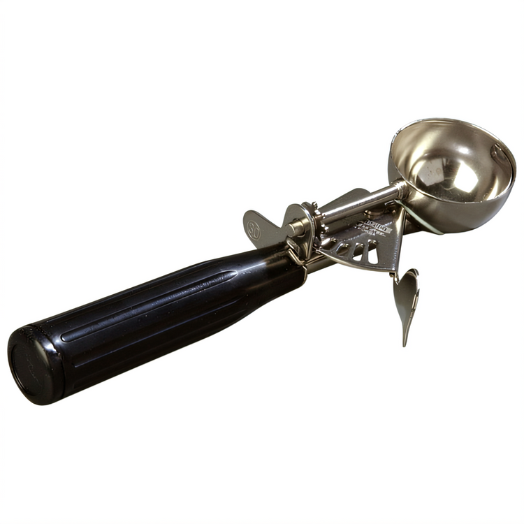 Product image #1 for Carlisle Size 30 Thumb Press Disher, 1.25 oz, Black Handle, 18/8 Stainless Steel
