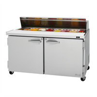 Turbo Air PRO Series 60-Inch Two-Section Sandwich/Salad Prep Table with 16-Pan Opening, Solid Doors, Rear-Mount Self-Contained Compressor