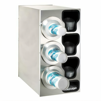 Dispense-Rite Adjustable Stainless Steel Cup Dispensing Cabinet with Lid Chutes and Straw Organizer