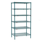 Thumbnail image #1 for Metro Super Erecta SEZ-243674K3-S-42 Stationary Starter Wire Shelving Unit, 36"W x 24"D x 74"H, 6-Tier, Green Epoxy Coated