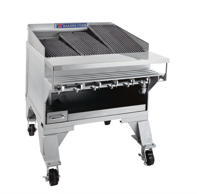 Product image #1 for Bakers Pride Dante Series CH-6 Extra Heavy-Duty Gas Floor Model Charbroiler, 6-Burner, 33.37 Inch Wide, 108,000 BTU