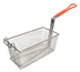 Thumbnail image #1 for Nickel Plated Steel Front Hook Fryer Basket with Orange Handle, 12-1/8 x 6-1/4 x 5-5/16 Inches