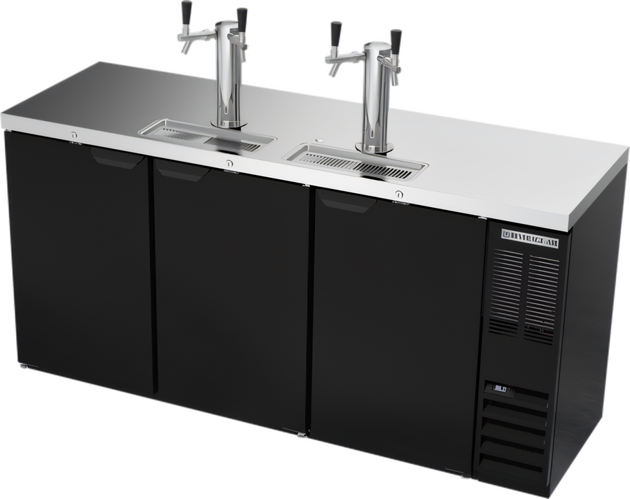 Product image #1 for Beverage-Air 72-Inch 3-Door Direct Draw Beer Dispenser with Dual Faucet Towers, Black Exterior