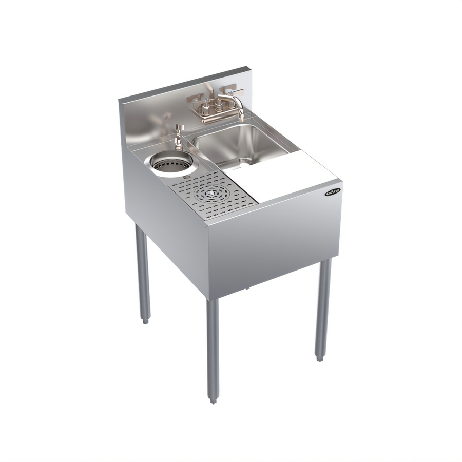 Product image #1 for Krowne Royal Series 20-Inch W x 24-Inch D Underbar Speed Unit with Sink Bowl, Glass Rinser, and Right-Side Cutting Board
