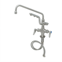 UltraRinse Stainless Steel Single-Hole Deck-Mount Mixing Faucet with 12-Inch Swing Nozzle and 1.5 GPM Spray Arm